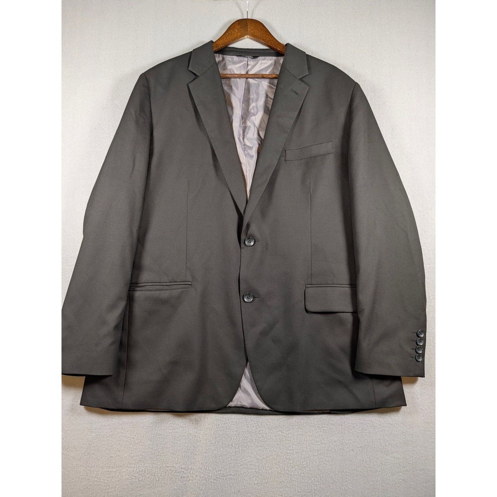 Haggar H26 Mens Tailored Fit Blazer Dark Charcoal Grey Two Button Sport Coat 48R